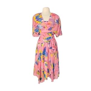 A.J. Bari Vintage Pink Floral Swing Dress